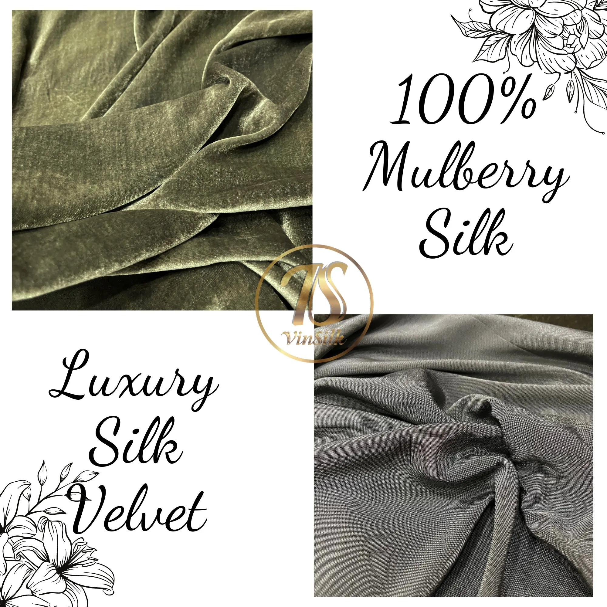 100% Pure Mulberry Silk Velvet Fabric - Luxury Silk Velvet - Silk for sewing - Dress making