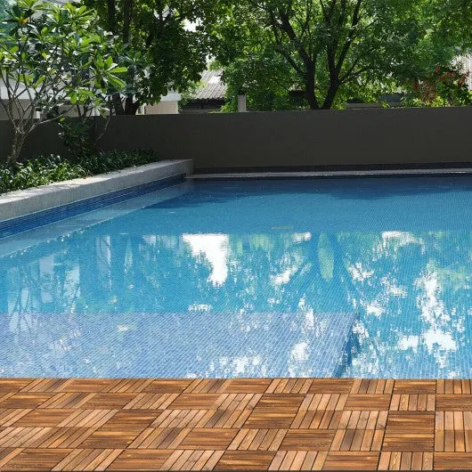 11 PCS 12" x 12" Interlocking Wood Deck Tiles Patio Pavers Floor