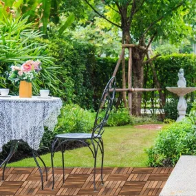 11 PCS 12" x 12" Interlocking Wood Deck Tiles Patio Pavers Floor