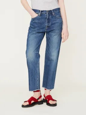 13.5oz Selvedge Denim Used Ankle Cut in Dark Vintage