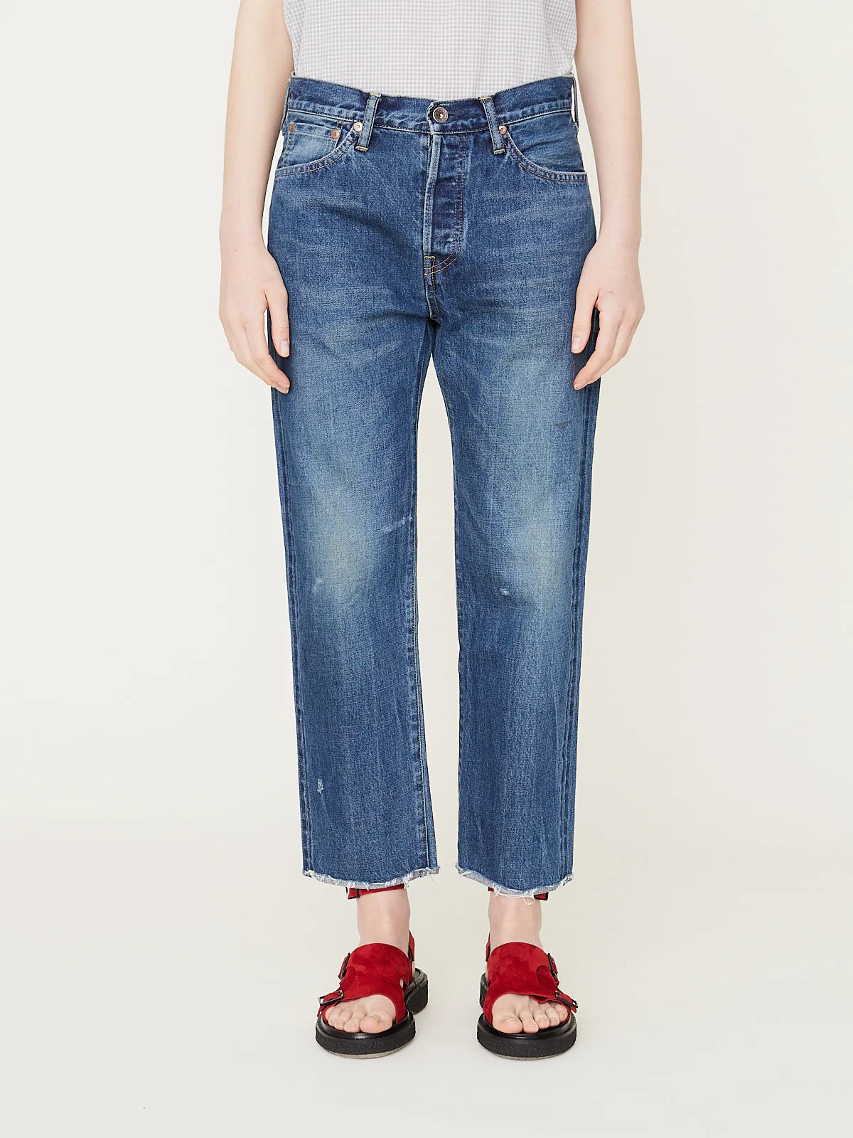 13.5oz Selvedge Denim Used Ankle Cut in Dark Vintage