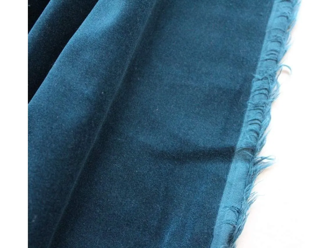 142cm wide TEAL Cotton Dressmaking Velvet / Velveteen - Light Weight - 230  gsm - 142 cms Wide Blue Green