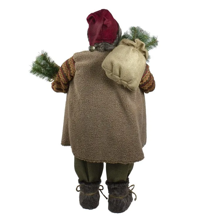 36" Brown Standing Santa Claus Christmas Figurine