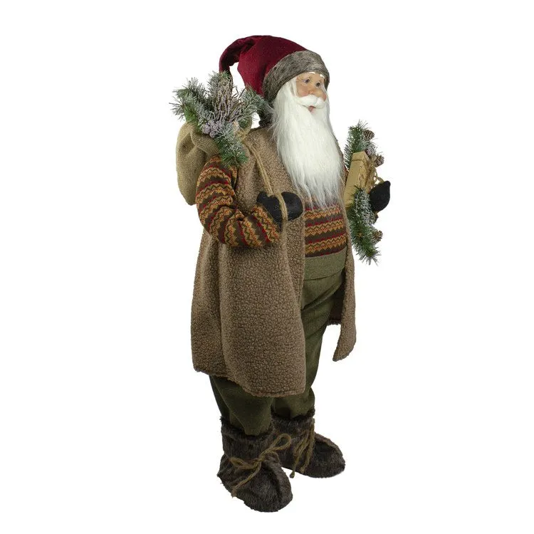 36" Brown Standing Santa Claus Christmas Figurine