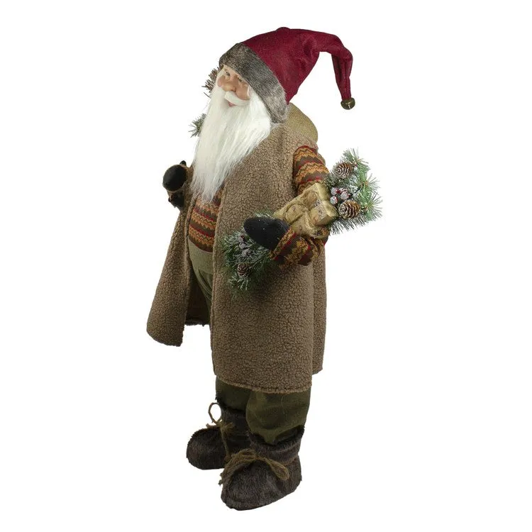 36" Brown Standing Santa Claus Christmas Figurine