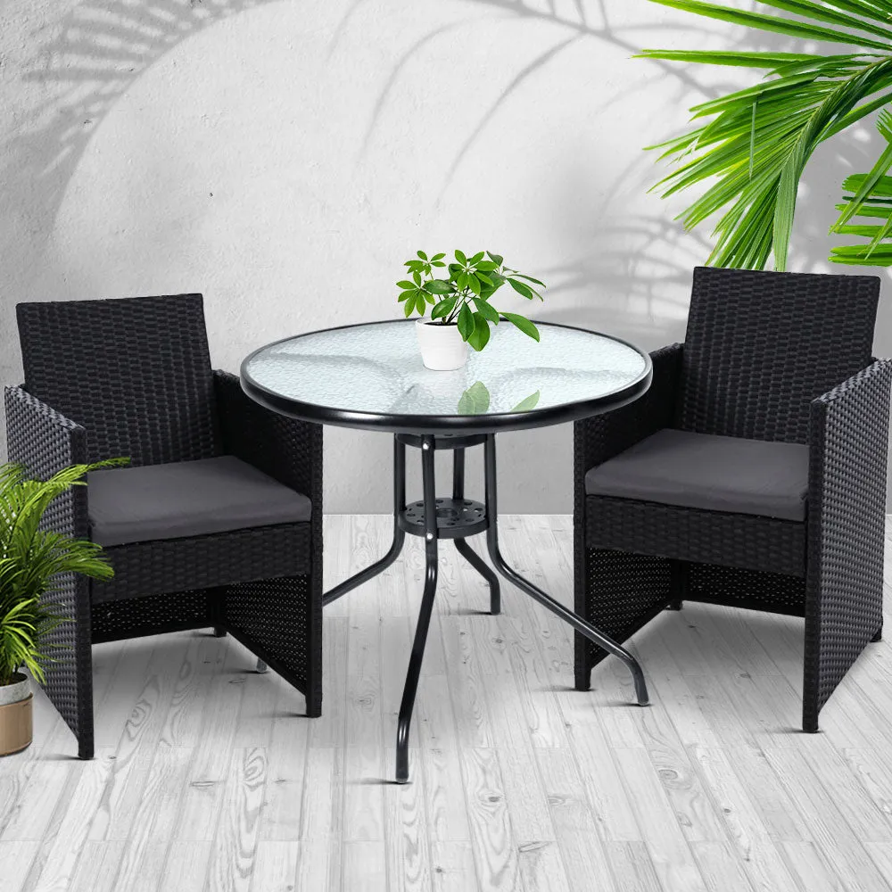 3PC UV-Resistant Rattan Bistro Set with Cushions by Gardeon