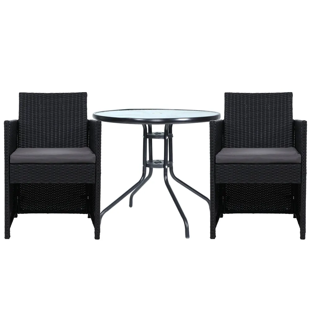 3PC UV-Resistant Rattan Bistro Set with Cushions by Gardeon