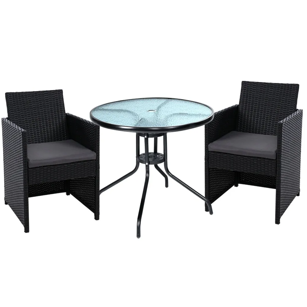 3PC UV-Resistant Rattan Bistro Set with Cushions by Gardeon