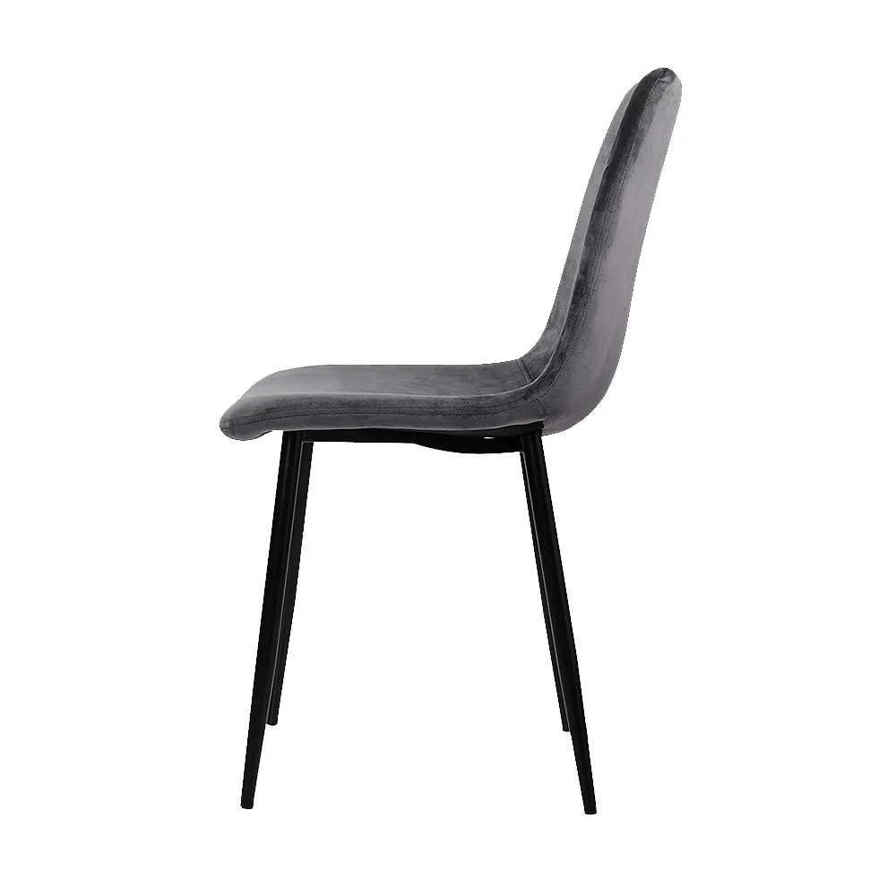4 Grey Velvet Dining Chairs, Iron Legs, Anti-Slip - Artiss