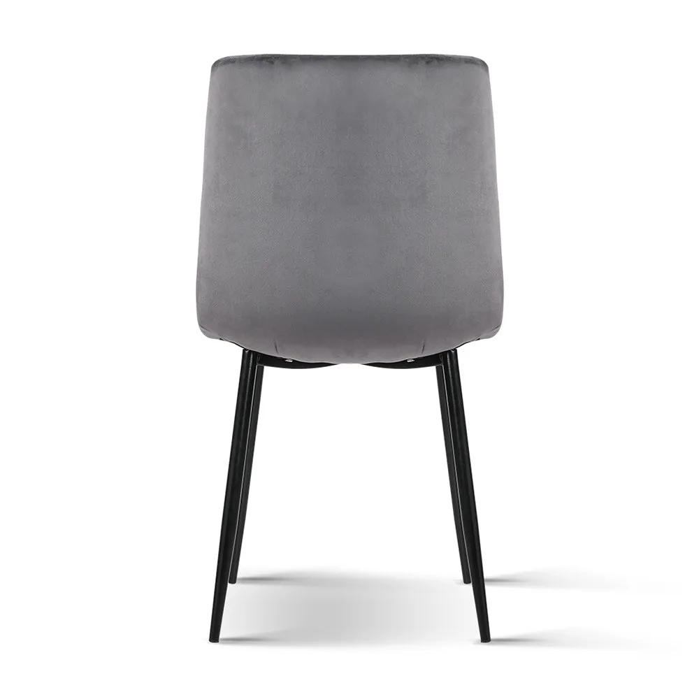 4 Grey Velvet Dining Chairs, Iron Legs, Anti-Slip - Artiss
