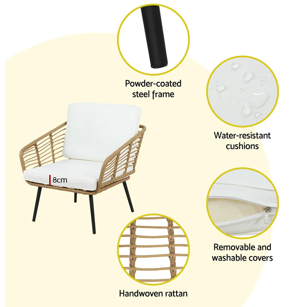 4-Piece Rattan Sofa Set, UV-Resistant, Cushions Gardeon