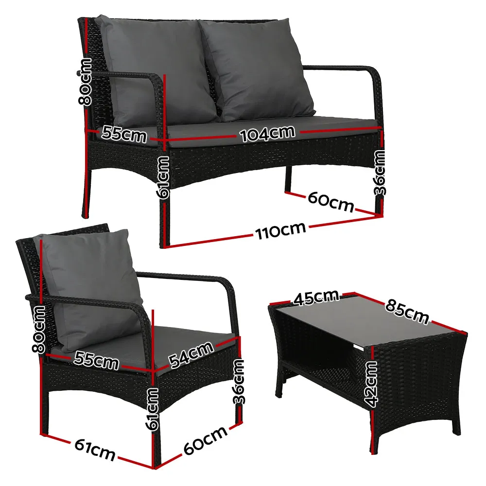 4-Piece UV-Resistant Wicker Outdoor Sofa Set, Gardeon