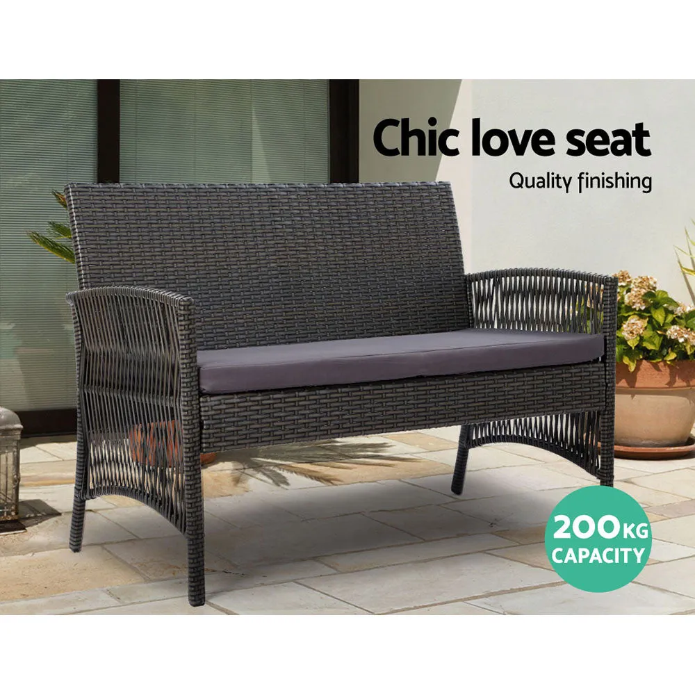4PC UV-Resistant Outdoor Sofa Set w/ Storage Cover - Gardeon