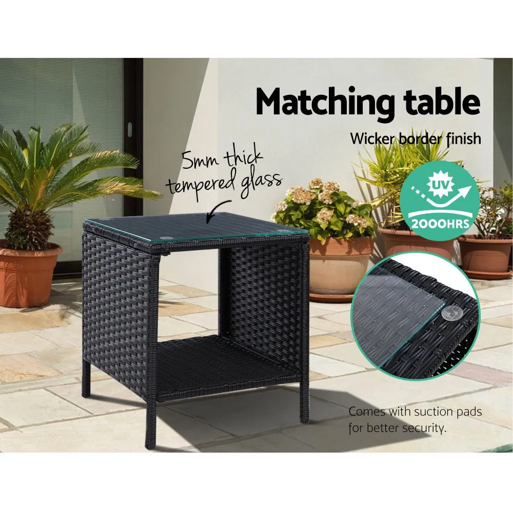 5 Piece Elise Outdoor Recliner Chair Ottoman and Table Set Black