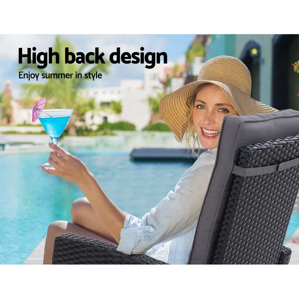 5 Piece Elise Outdoor Recliner Chair Ottoman and Table Set Black
