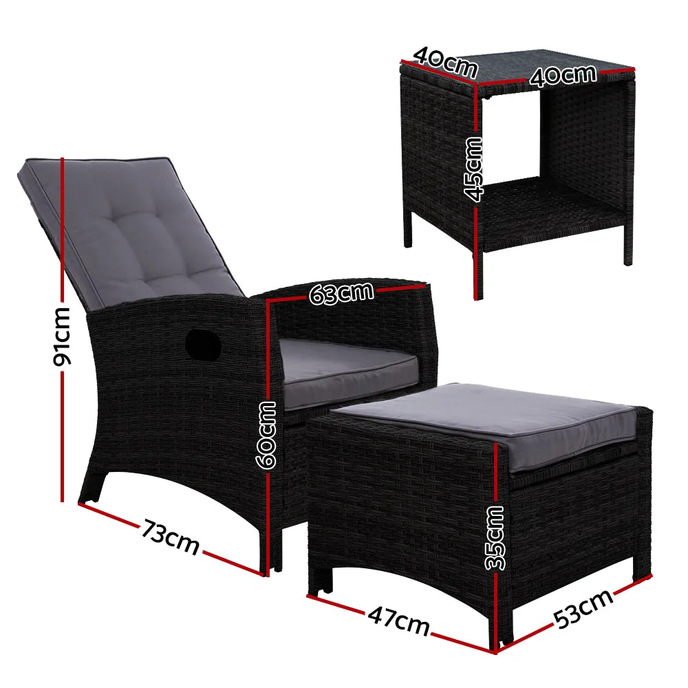 Adjustable Outdoor Recliner Set UV-Resistant 5PC - Gardeon