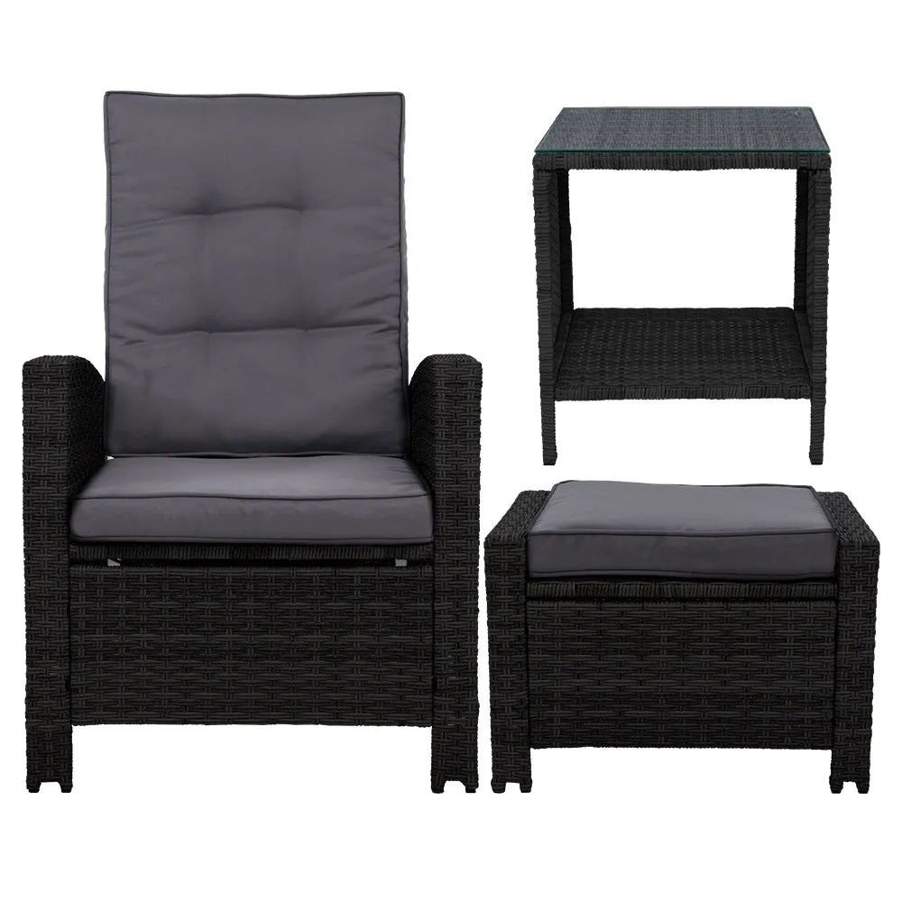 Adjustable Outdoor Recliner Set UV-Resistant 5PC - Gardeon
