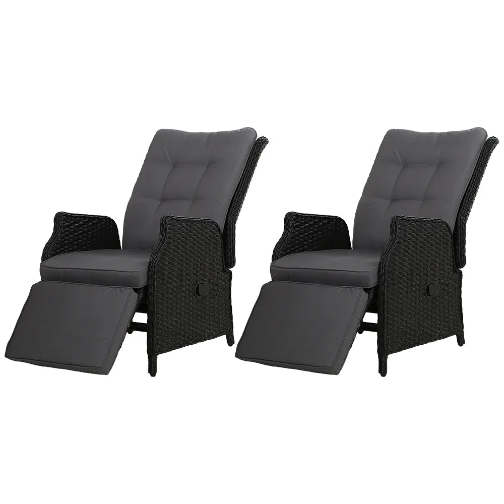 Adjustable Outdoor Wicker Recliner Chairs Set, Gardeon