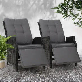Adjustable Outdoor Wicker Recliner Chairs Set, Gardeon