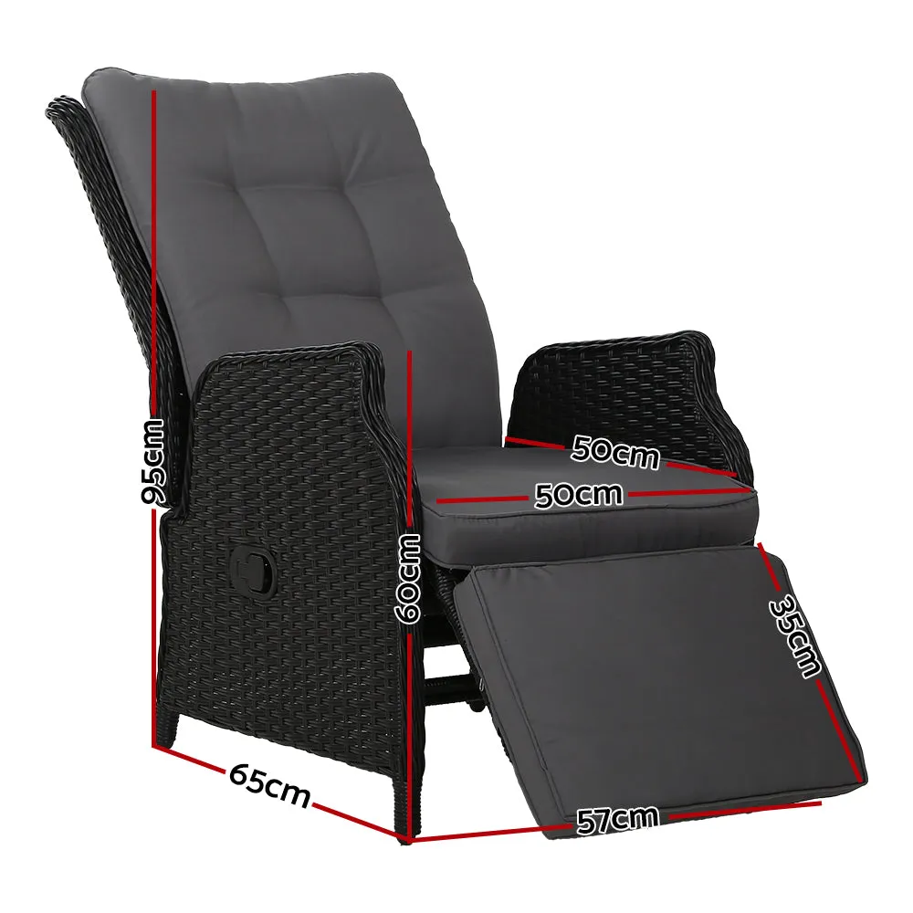 Adjustable Outdoor Wicker Recliner Chairs Set, Gardeon