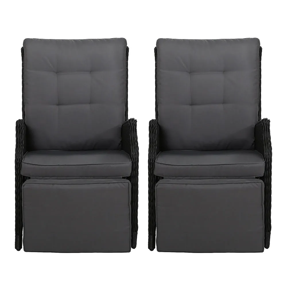 Adjustable Outdoor Wicker Recliner Chairs Set, Gardeon