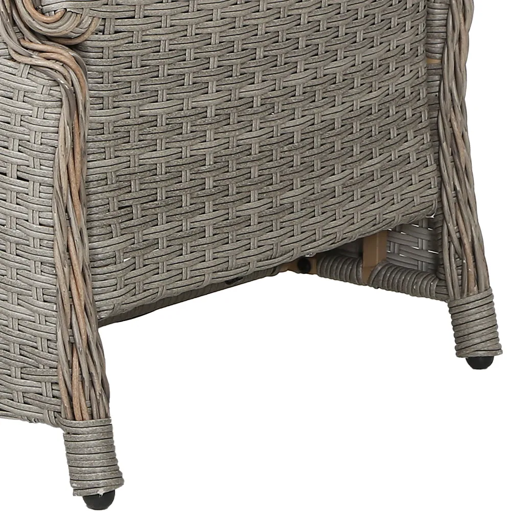 Adjustable UV-Resistant Wicker Recliner Chair, Grey - Gardeon