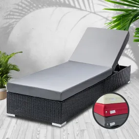 Adjustable UV-Resistant Wicker Sun Lounge with Covers - Gardeon