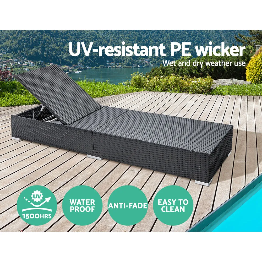 Adjustable UV-Resistant Wicker Sun Lounge with Covers - Gardeon