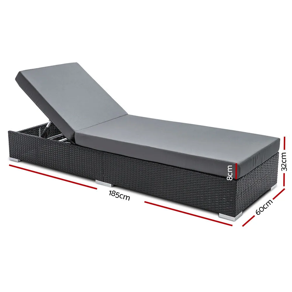 Adjustable UV-Resistant Wicker Sun Lounge with Covers - Gardeon