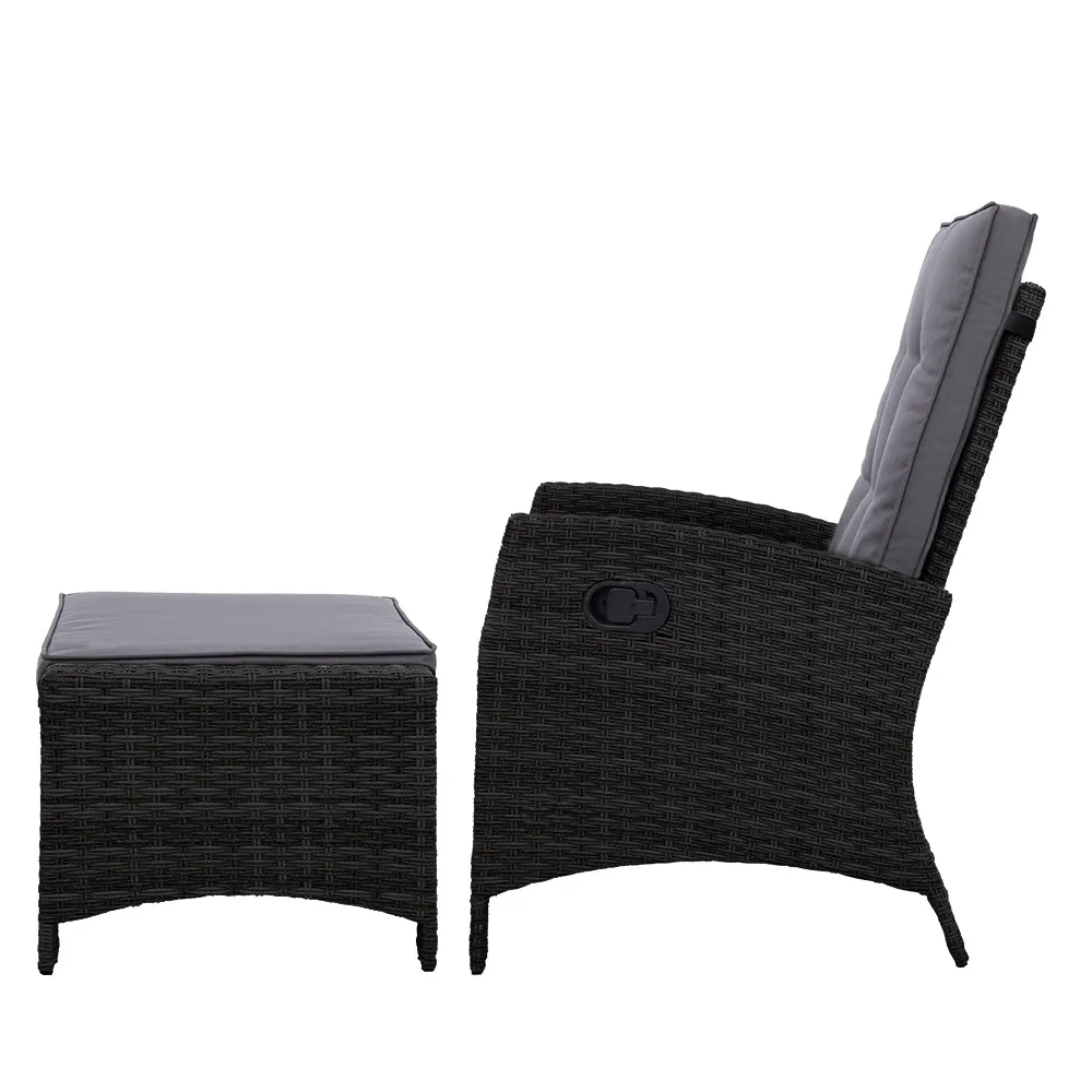 Adjustable Wicker Recliner Set with Ottoman, Outdoor - Gardeon