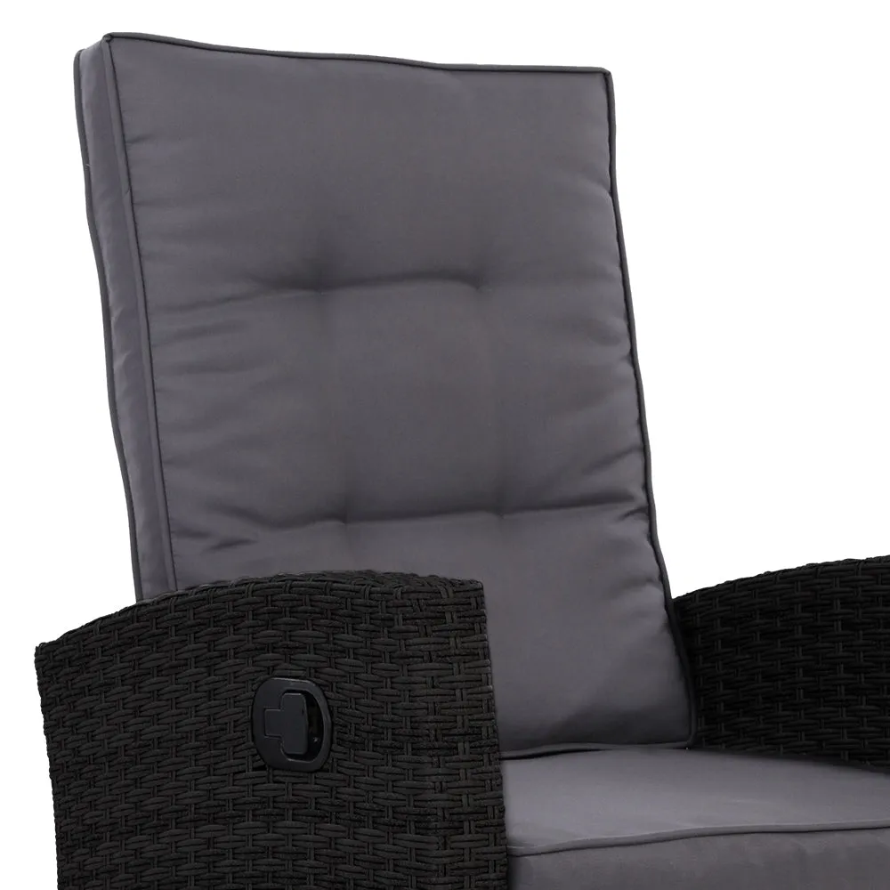 Adjustable Wicker Recliner Set with Ottoman, Outdoor - Gardeon