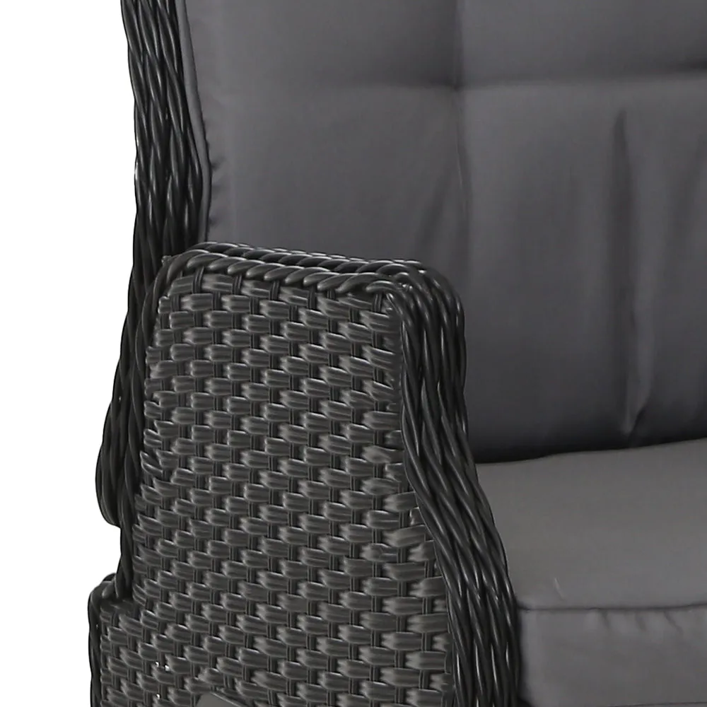 Adjustable Wicker Recliner Set with Ottomans & Table by Gardeon