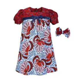 ANKARA DRESS WITH HAIRBOW