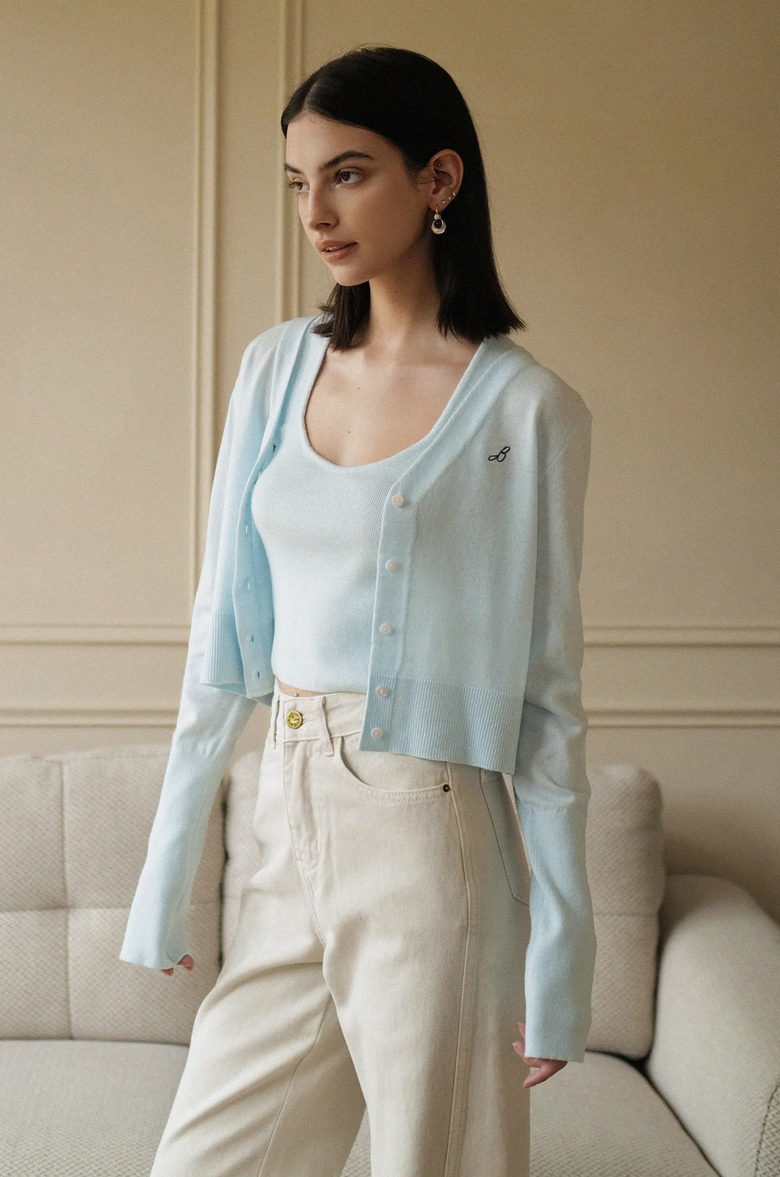 Anniversary knit cardigan in blue