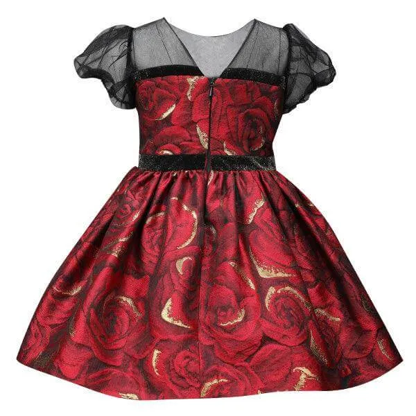 BABY GIRLS WINE DAMASK DRESS