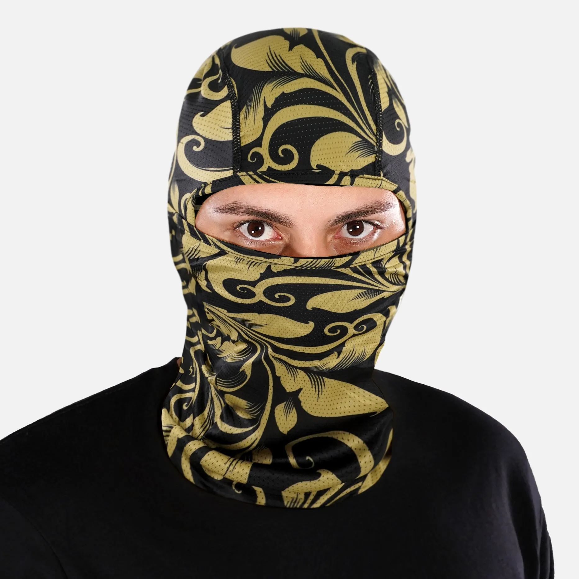 Baroque Old Gold and Black Loose-fitting Shiesty Mask