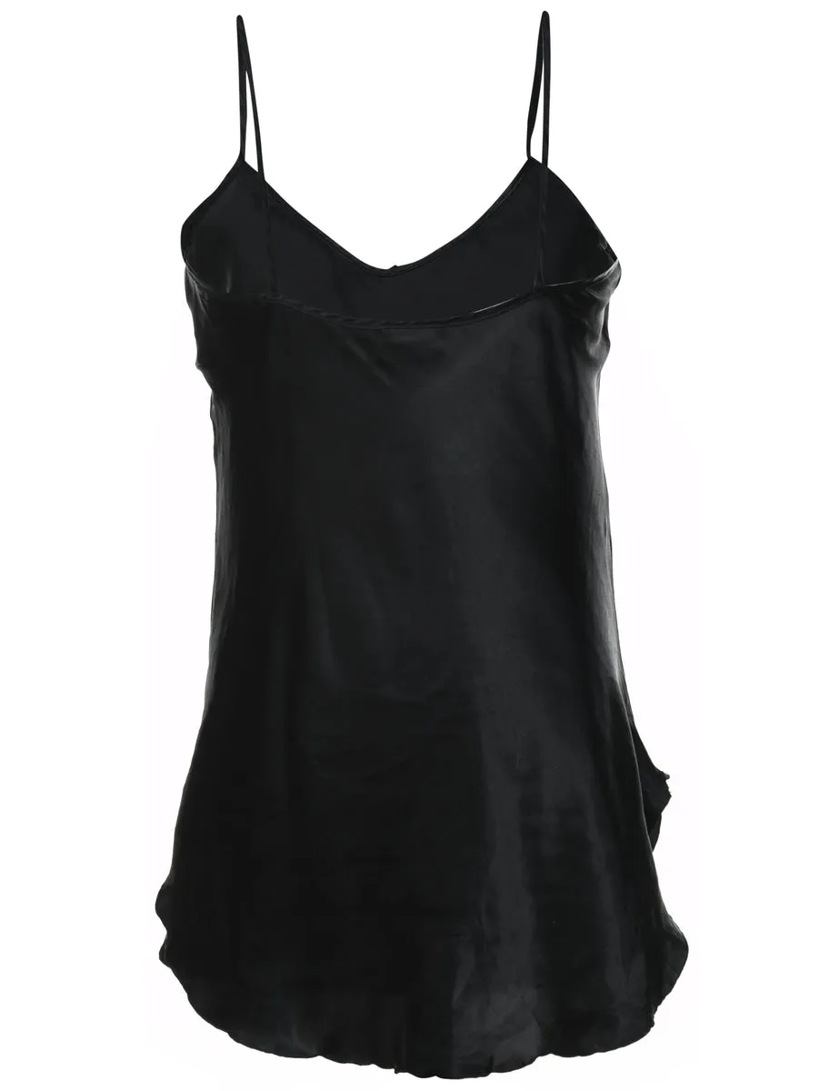 Black Classic Frilled Slip Dress - M