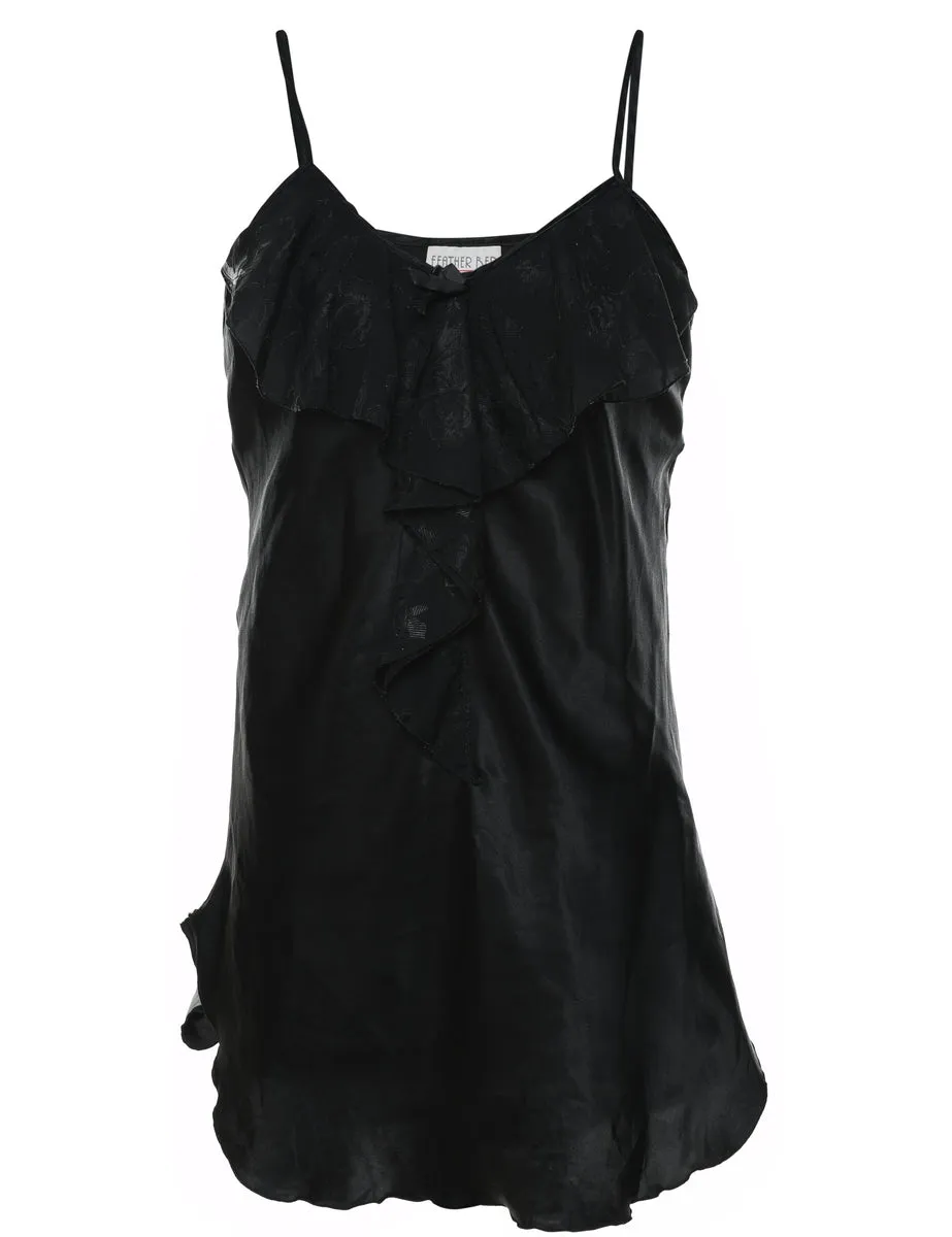 Black Classic Frilled Slip Dress - M
