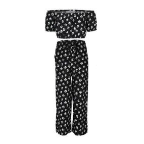 BLACK FLORAL TROUSER SET FOR GIRLS