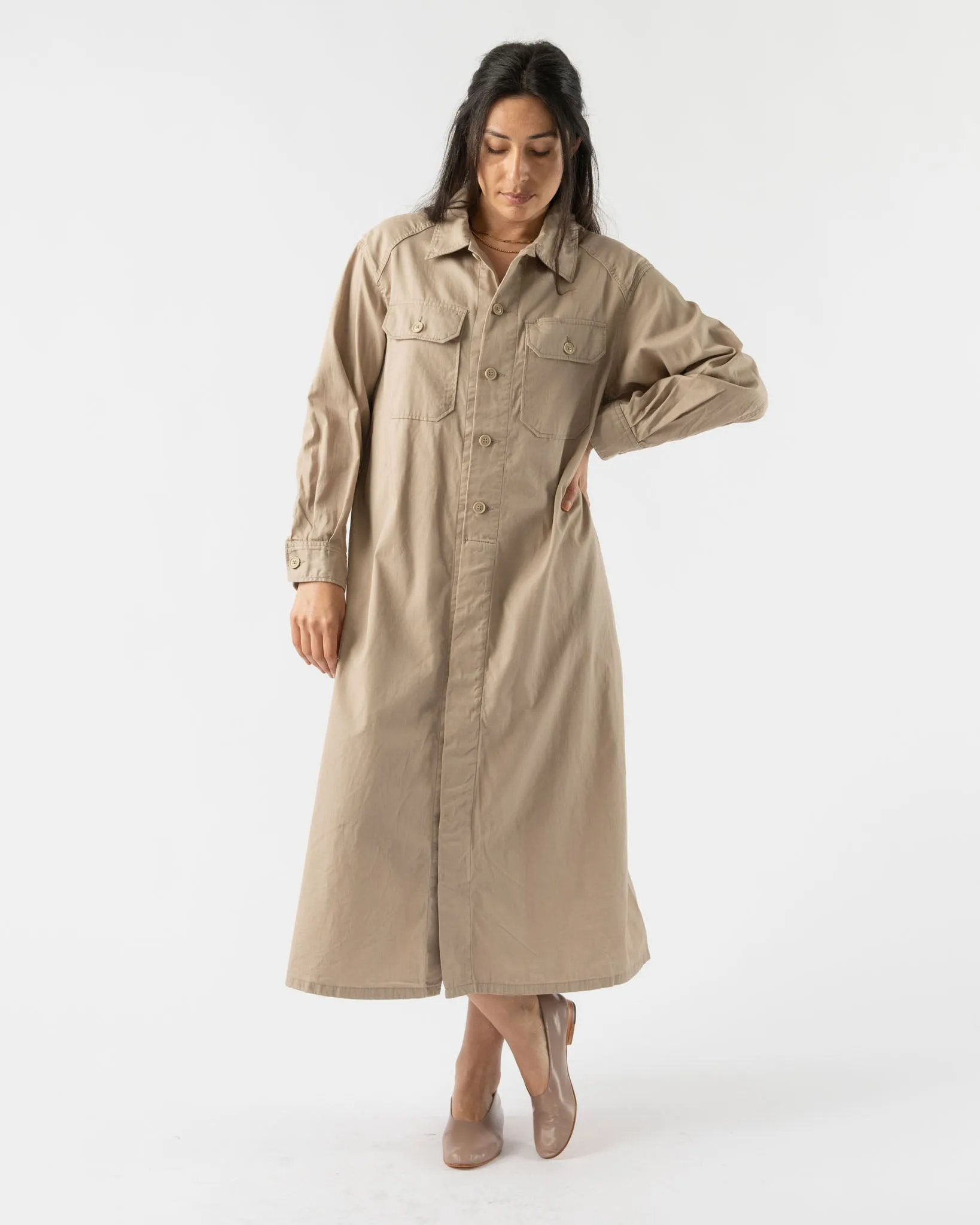 BLANK M51 Dress in Khaki Micro-Sanded Twill