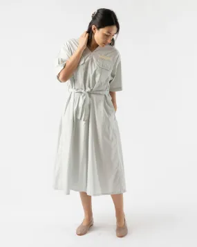 BLANK YSM Popover Dress in Blue/Natural Stripe Poplin