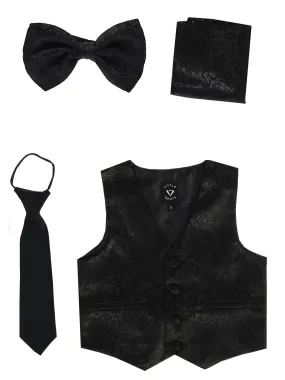 Boys Paisley Satin Vest Zipper Tie Hanky Bowtie Set 2T-14