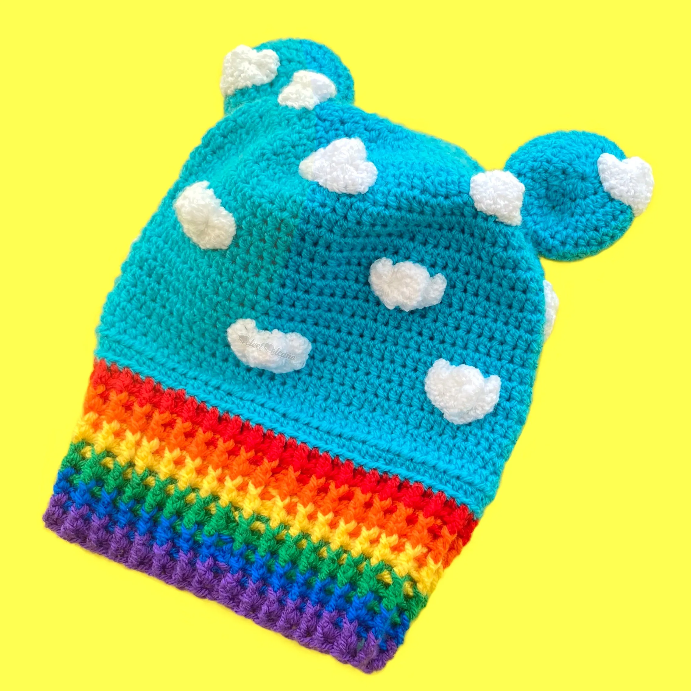 Bright Rainbow Cloud Bear Balaclava (Turquoise)