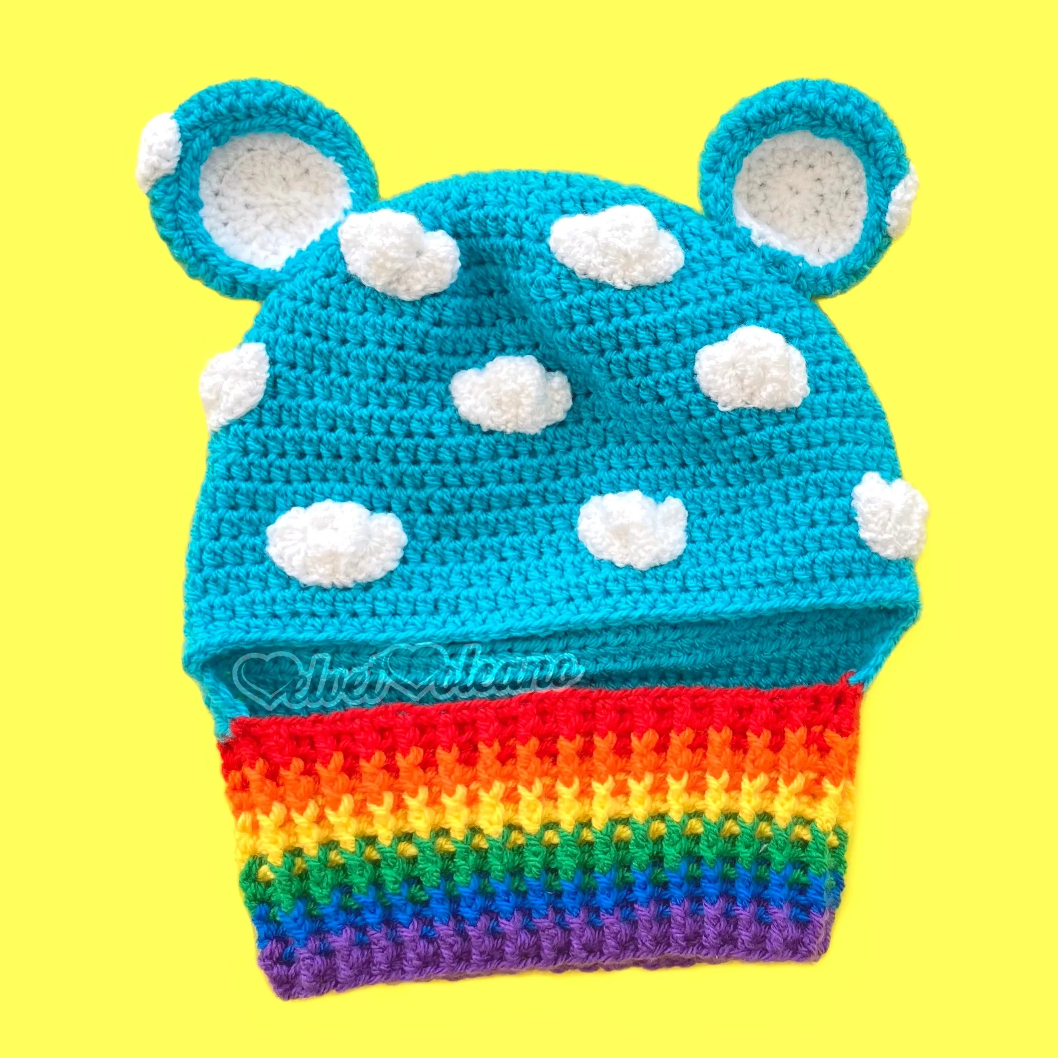 Bright Rainbow Cloud Bear Balaclava (Turquoise)