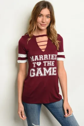 Burgundy Jersey Knit Top