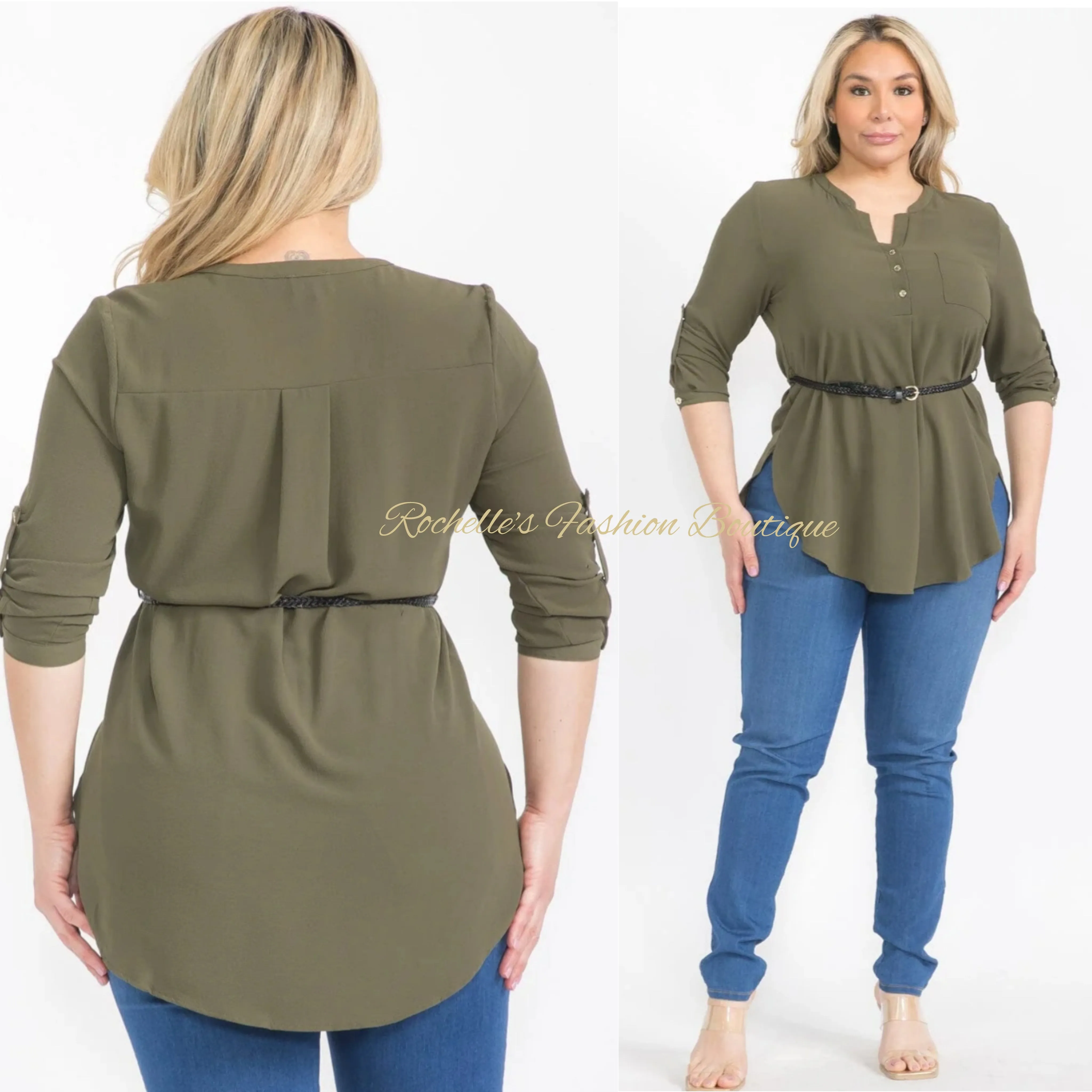 Burgundy Plus Hilo Belted Top