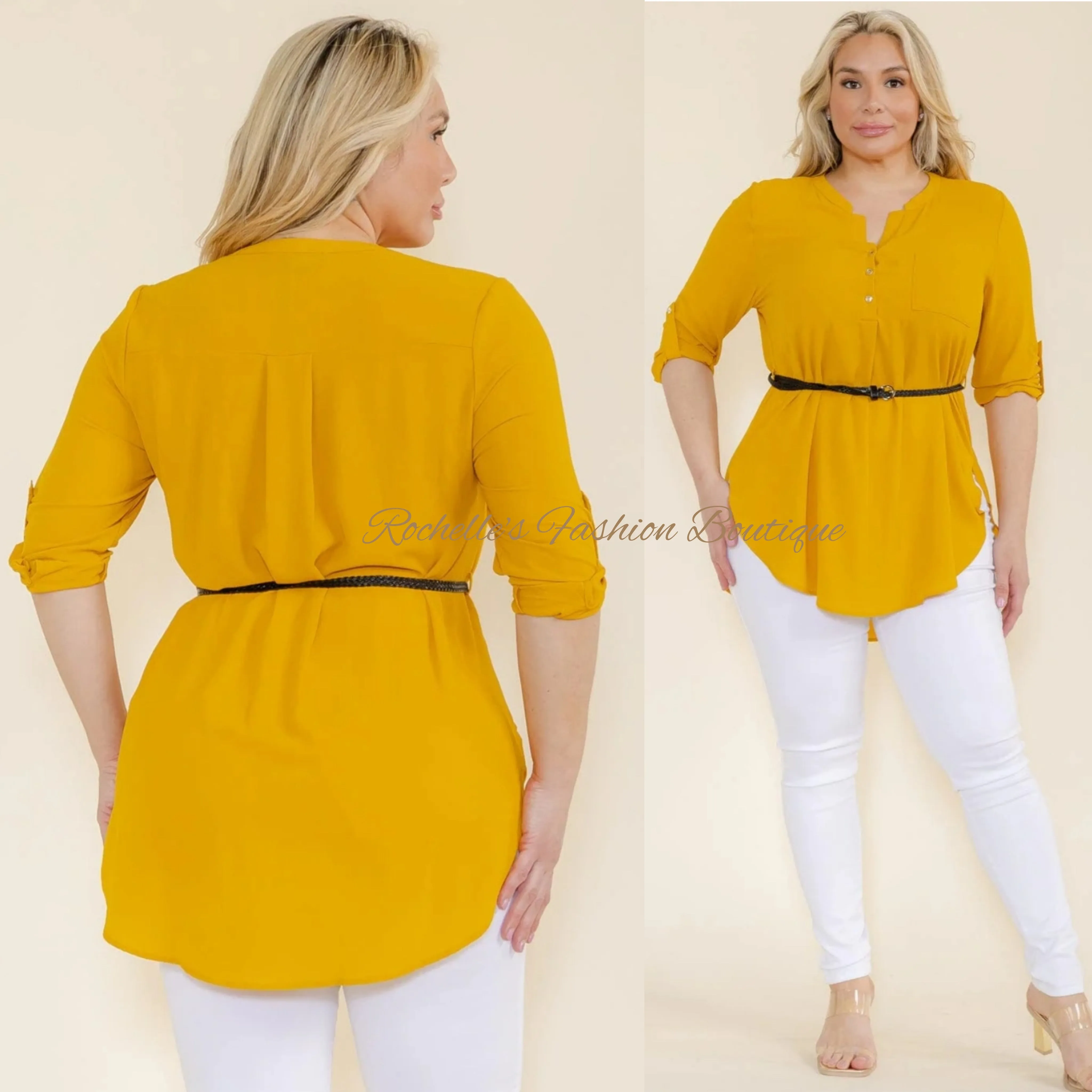 Burgundy Plus Hilo Belted Top