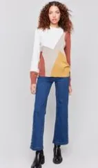 Color Block Sweater Ecru