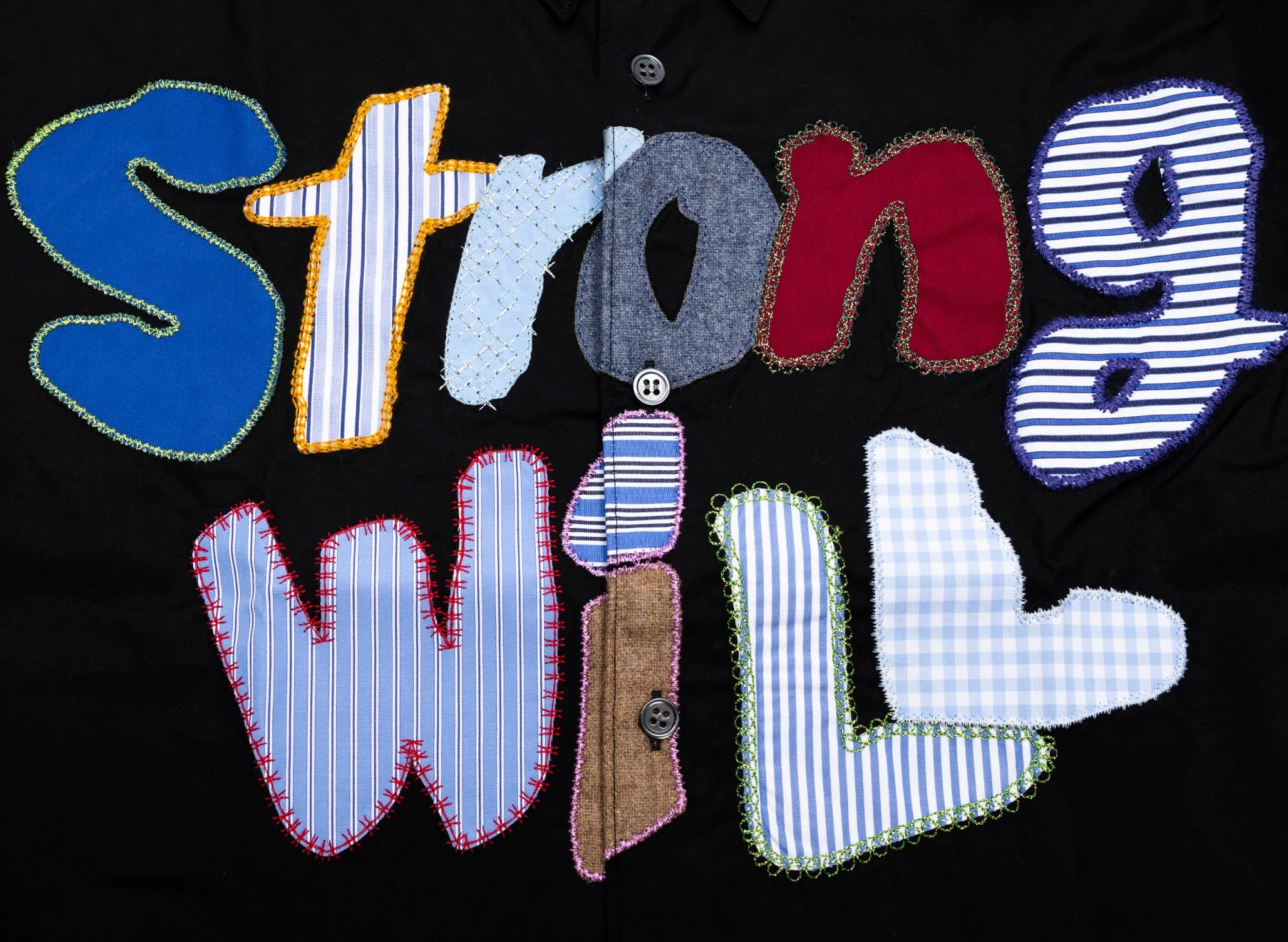 Comme des Garçons SHIRT Embroidered Strong Will Button-Up Shirt