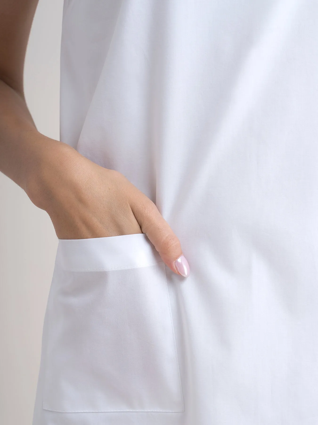 Cotton A Line Dress - White